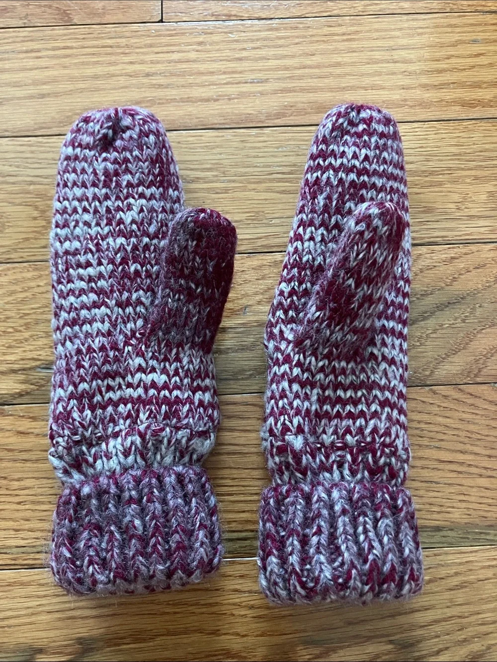 NWT Andorra Gear Set of Red Marled Mittens, Pompom Knit Hat, and Scarf